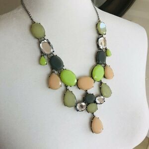 COPY - J. Crew Peachy Keen Lime Green Bib Statement Jewel Crystal Dangling Neck…